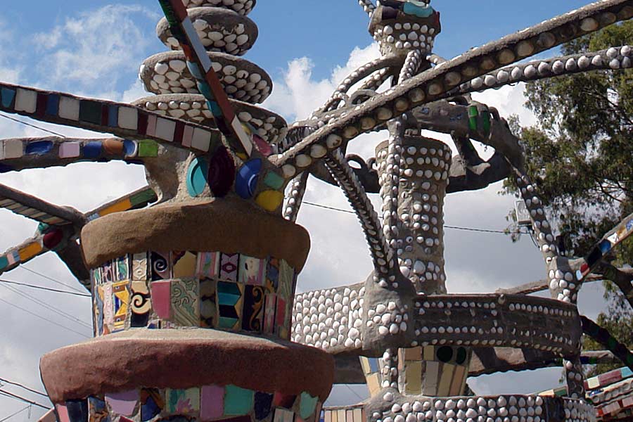 The Watts Towers as seen from the rear of the parcel of land where Sam Rodia had lived and worked in his spare time.