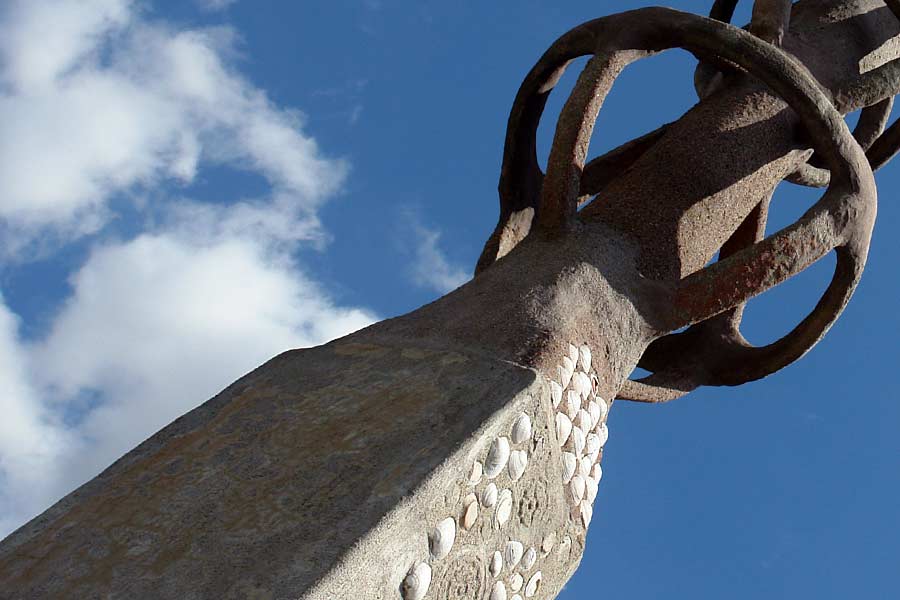 The Watts Towers as seen from the rear of the parcel of land where Sam Rodia had lived and worked in his spare time.