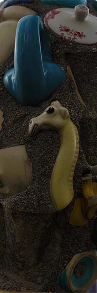 Details of the Watts Towers showing the hand of Sam Rodia.