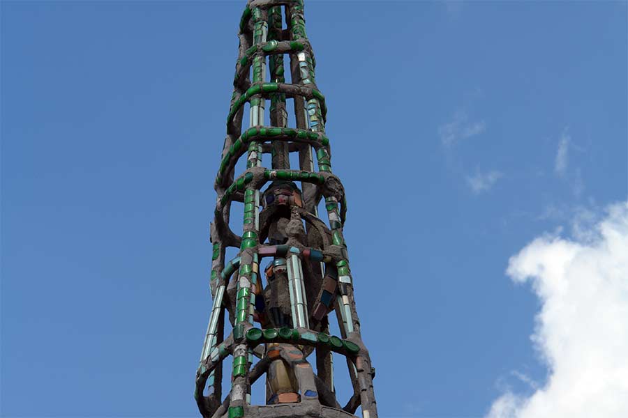 The Watts Towers as seen from the rear of the parcel of land where Sam Rodia had lived and worked in his spare time.